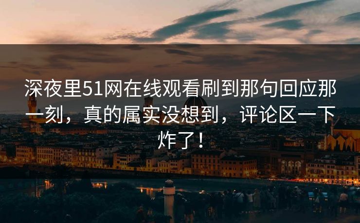 深夜里51网在线观看刷到那句回应那一刻，真的属实没想到，评论区一下炸了！